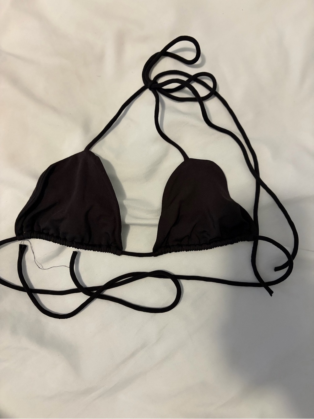 OH POLLY Black Triangle String Bikini Top With no padding